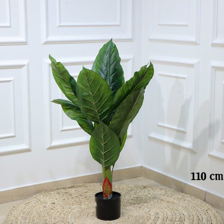 قوار شجرة 110سم ورق بيضاوي اخضر اطار اصفر EL163/3 =رم6