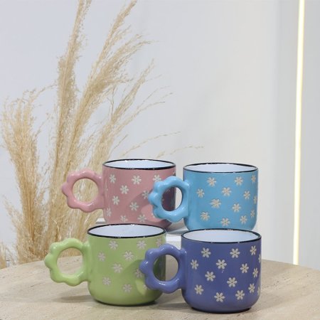 ماغ بورسلان مدور مرسم ورد ياسمين حيف اسود يد وردة EL157/30 =ت.ش1