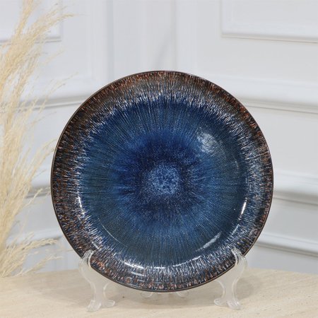 صحن جور مدور 26سم موشح ازرق وبني EL157/33 =ت.ش1