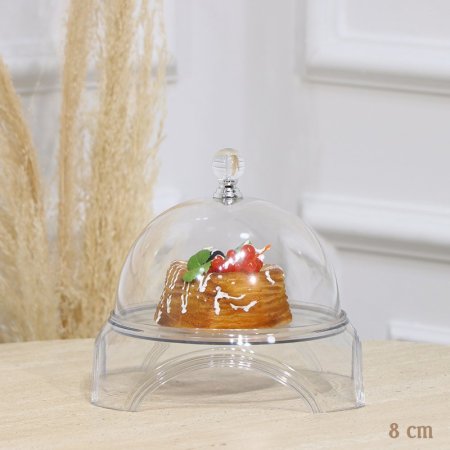 مضيفة مدور 8سم اكرلك شفاف غطا قبة بارجل مسكة كرستال EL104/2 =رم5