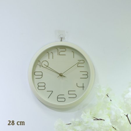 ساعة حائط مدور 28سم بلاستك دبل بيج مكتب ارقام ذهبي EL152/3 =رم7