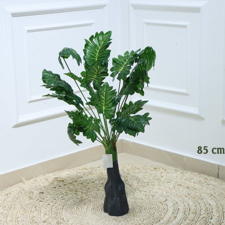 غصن شجرة مدور 85سم بلاستك ورق اخضر محزز اصفر EL146/5 =رم7