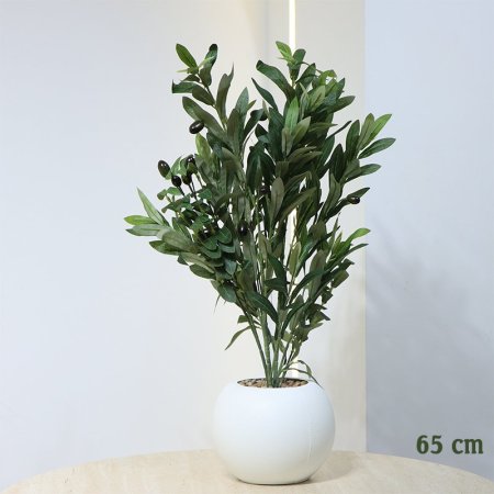 قوار بورسلان ابيض مدور 65سم شجرة زيتون EL146/7 =رم7