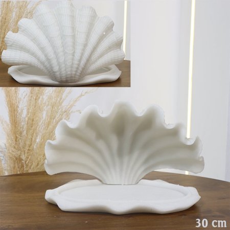تحفة ريزن 30سم ابيض شكل صدفة كبير EL158/1 =ت.ش2