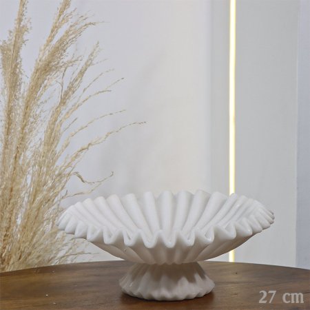 جاط فواكة ريزن 27سم ابيض محزز برجل EL158/12 =ت.ش2