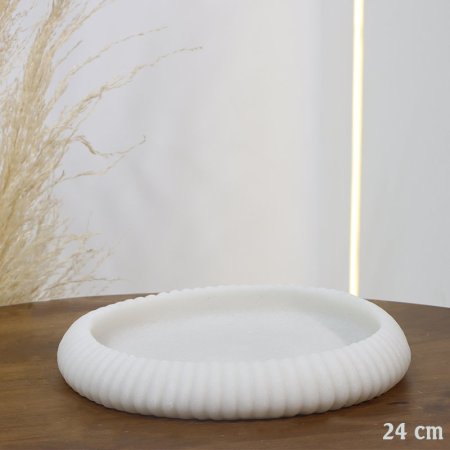 صحن مدور ريزن 24سم ابيض اطار محزز EL158/18 =ت.ش2