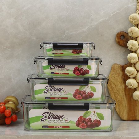 طقم طبروير/4 اكرلك مستطيل شفاف يدين كبس EL82/12 =ت.ش3