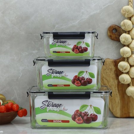 طقم طبروير/3 اكرلك مستطيل شفاف يدين كبس EL82/13 =ت.ش3