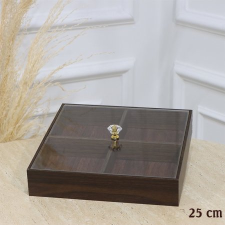 مضيفة مربع 4عين 25سم  خشب بني محروق EL185/6 =رم6