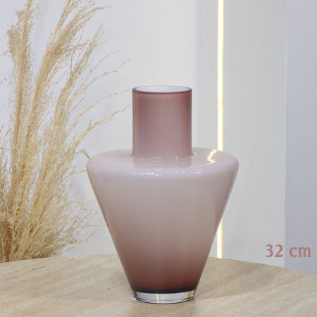 فازة زجاج دبل مدور 32سم زهري خصر نفخ EL165/1 =ت.ش2