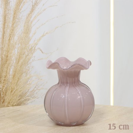 فازة بورسلان زهري 15سم نفخ محزز اطار معلوج EL165/4 =ت.ش2