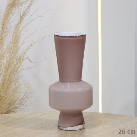 فازة زجاج دبل مدور 26سم زهري خصر حلقة بوز عريض EL165/7 =ت.ش2