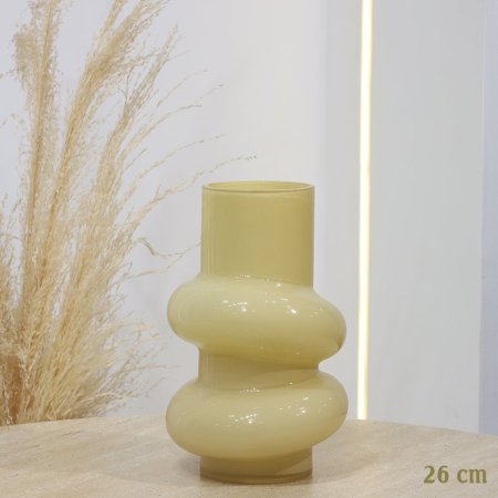 فازة زجاج دبل مدور 26سم ليمون خصر 2حلقات لف EL165/12 =ت.ش2