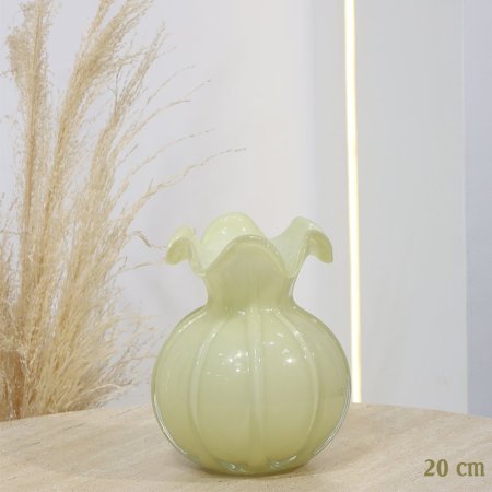 فازة بورسلان ليمون 20سم نفخ محزز اطار معلوج EL165/16 =ت.ش2