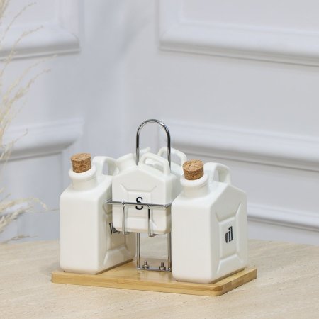 طقم/5 ستاند خشب + 2 علبة زيت بورسلان + 2 ملح EL125/9 =ت.ش1