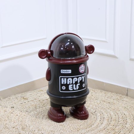 سلة مهملات اطفال بلاستك شكل رجل فضائي خمري واسود بارجل EL136/1 =ت.ش3