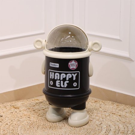 سلة مهملات اطفال بلاستك شكل رجل فضائي ابيض واسود بارجل EL136/2 =ت.ش3