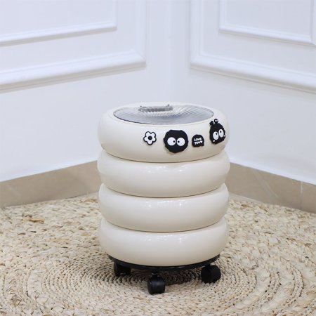 سلة مهملات اطفال بلاستك 4حلقات ابيض بعجلات غطا اكرلك EL136/5 =ت.ش3