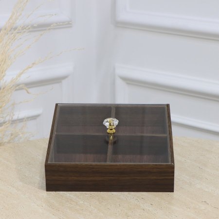 مضيفة مربع 4عين 20سم  خشب بني محروق EL185/7 =رم6