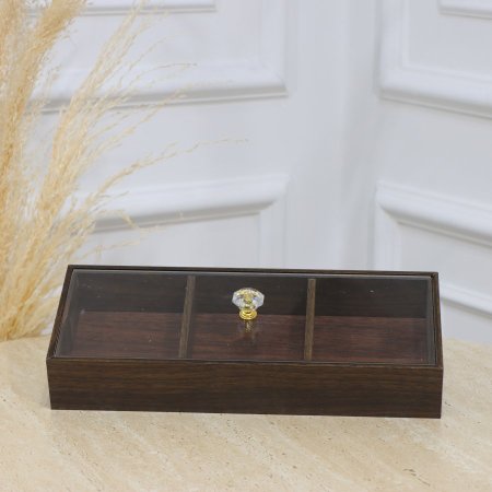 مضيفة مستطيل 3عين 30*12سم خشب بني محروق EL185/8 =رم6