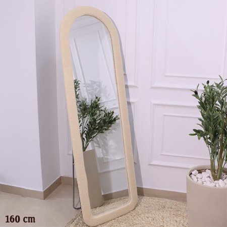 مراة بيضاوي 160سم صوف كابتشينو ستاند اسود K58/7-05 =ض4