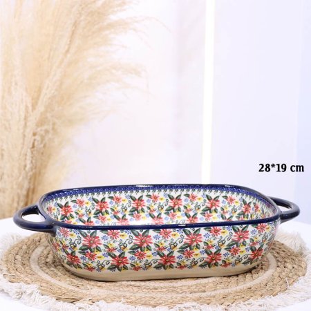 بايركس بورسلان خزف 19*28سم اطار كحلي B166 وجه ورد بيج وزهري واخضر ++ZW