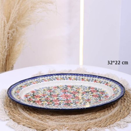 جاط جور بورسلان خزف 32*22سم ت.ك4 اطار كحلي BL182/13 وجه ورد بيج وزهري واخضر ++ZW