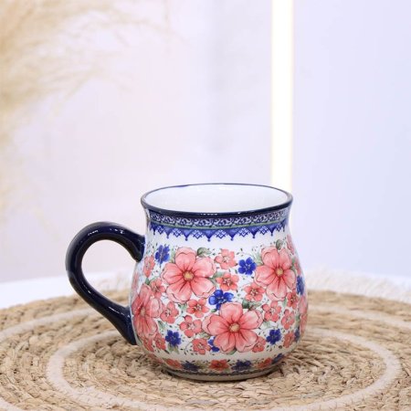 ماغ بورسلان خزف 10سم ت.ك4 اطار كحلي B009/2 مرسم ورد زهري كبير ++ZW