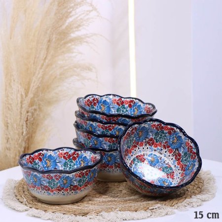 سلطية جور بورسلان خزف 15سم ت.6 اطار كحلي B178/3 مرسم ورد ملون كبير ++ZW