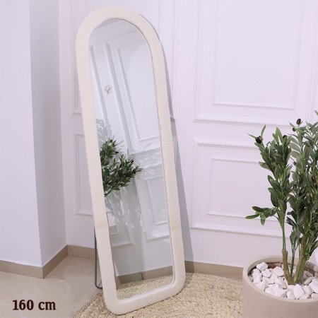 مراة بيضاوي 160سم صوف ابيض ستاند اسود K58/7-04 =رم8