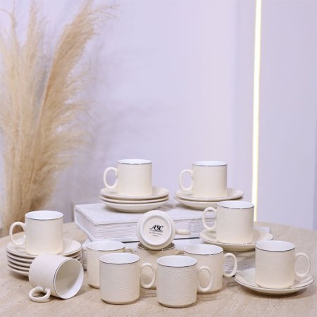 طقم فناجين قهوة 12/12 بورسلان كابتشينو مرسم مموج ع.كرتون C009 ++ع2