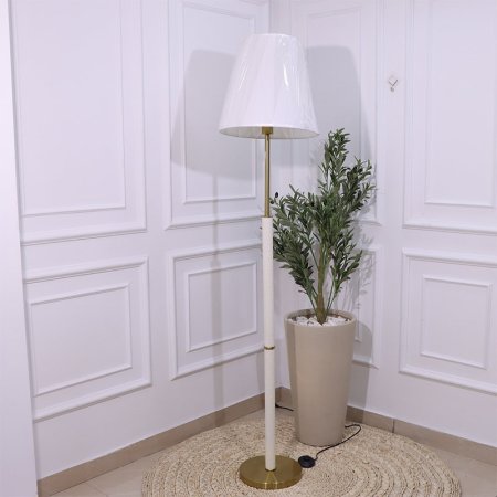 سهارة ديكور عمود ستانلس ذهبي خشب قاعدة مدور ابيض شيد ابيض EL9/2 =س26