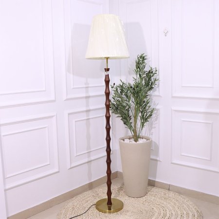 سهارة ديكور عمود بني خشب قاعدة مدور ذهبي شيد بيج EL9/8 =س26