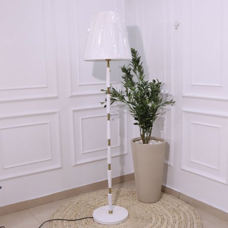 سهارة ديكور عمود ستانلس ذهبي خشب قاعدة مدور ابيض شيد ابيض EL9/13 =س26