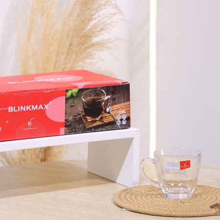 طقم كاسة شاي/6 زجاج سادة  ملس مل KTZB47 مربع ++BM2