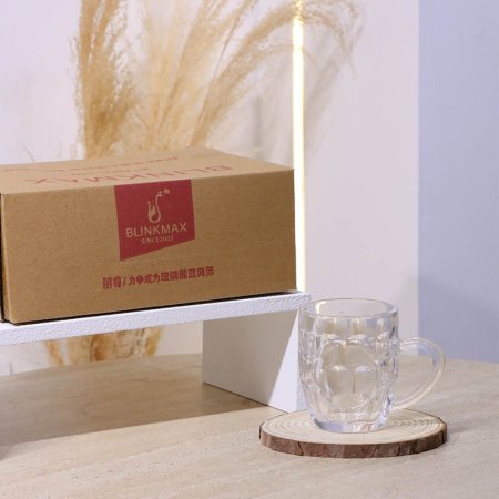 طقم كاسة ماغ/6 زجاج سادة KTYB01-150 بصمة خروب 300مل ++BM2