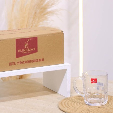 طقم ماغ شاي/6 زجاج سادة KTZB03 قاعدة بصمة 230مل ++BM2