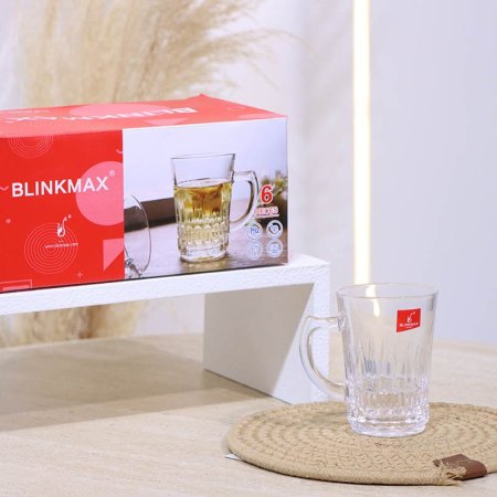 طقم كاسة شاي/6 زجاج سادة 160مل KTZB34 قاعدة مربعات ++BM +2