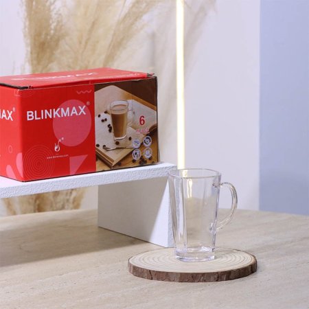 طقم كاسة شاي/6 زجاج سادة KTZB32 مضلع 150مل ++BM2