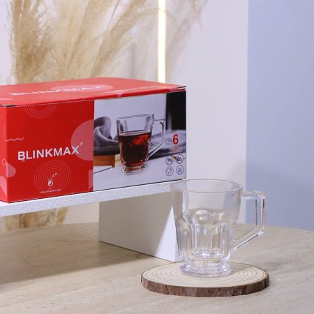 طقم كاسة كوكتيل قصير /6 زجاج سادة KTZB117 بصمة 280مل ++BM2