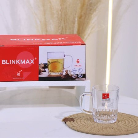 طقم ماغ شاي/6 زجاج سادة KTZB135 قاعدة محفر205مل ++BM1+2