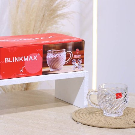 طقم كاسة شاي/6 زجاج سادة 205مل KTZB155 مدور لف محزز++BM2