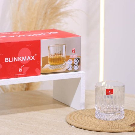 طقم كاسة شراب/6 زجاج سادة KTY6244-1 محزز 215مل ++BM2