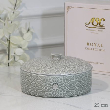 مضيفة مدور25سم بورسلان سكني CAN56A-GREY BLUE مزخرف اندلسي ++ZW1