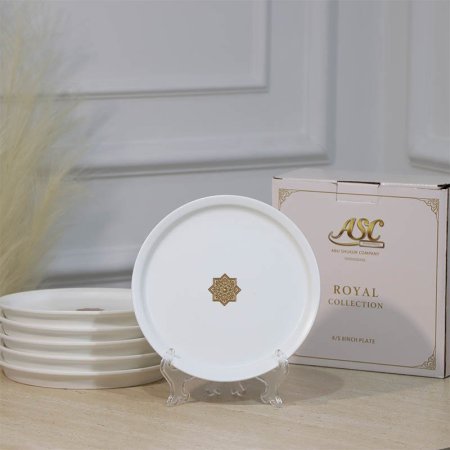 طقم/6 صحون فواكة بورسلان ابيض ماط YP08-6/S-MATTE WHITH مزخرف اسلامي ++ZW1