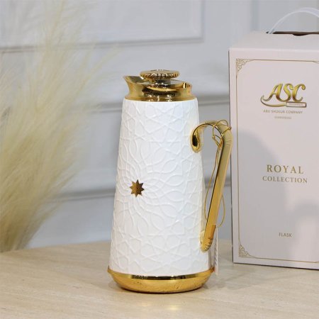 تيرموس قهوة بورسلان ابيض CH628-WHITE مزخرف نجمة ++ZW1