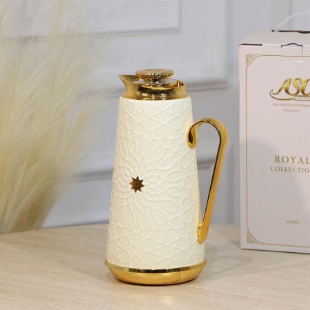 تيرموس قهوة بورسلان بيج CH628-BEIGE مزخرف نجمة ++ZW1