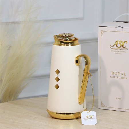 تيرموس قهوة بورسلان بيج CH628-B2338BEIGE مرسم معين ذهبي ++ZW1