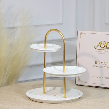 مضيفة مدور 3طبقة بورسلان ابيض CP03/S-WHITE مزخرف نجمة ++ZW1