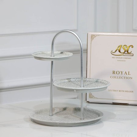 مضيفة مدور 3طبقة بورسلان سكني CP03/S-GREY BLUE مزخرف اندلسي ++ZW1